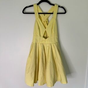 Mika & Gala Butter Yellow Poof Bow Mini Dress Size 8